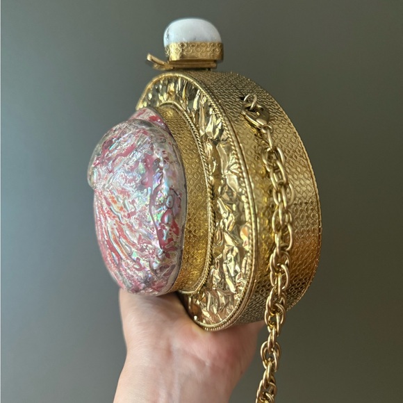 Gold and Pink Shell Clutch